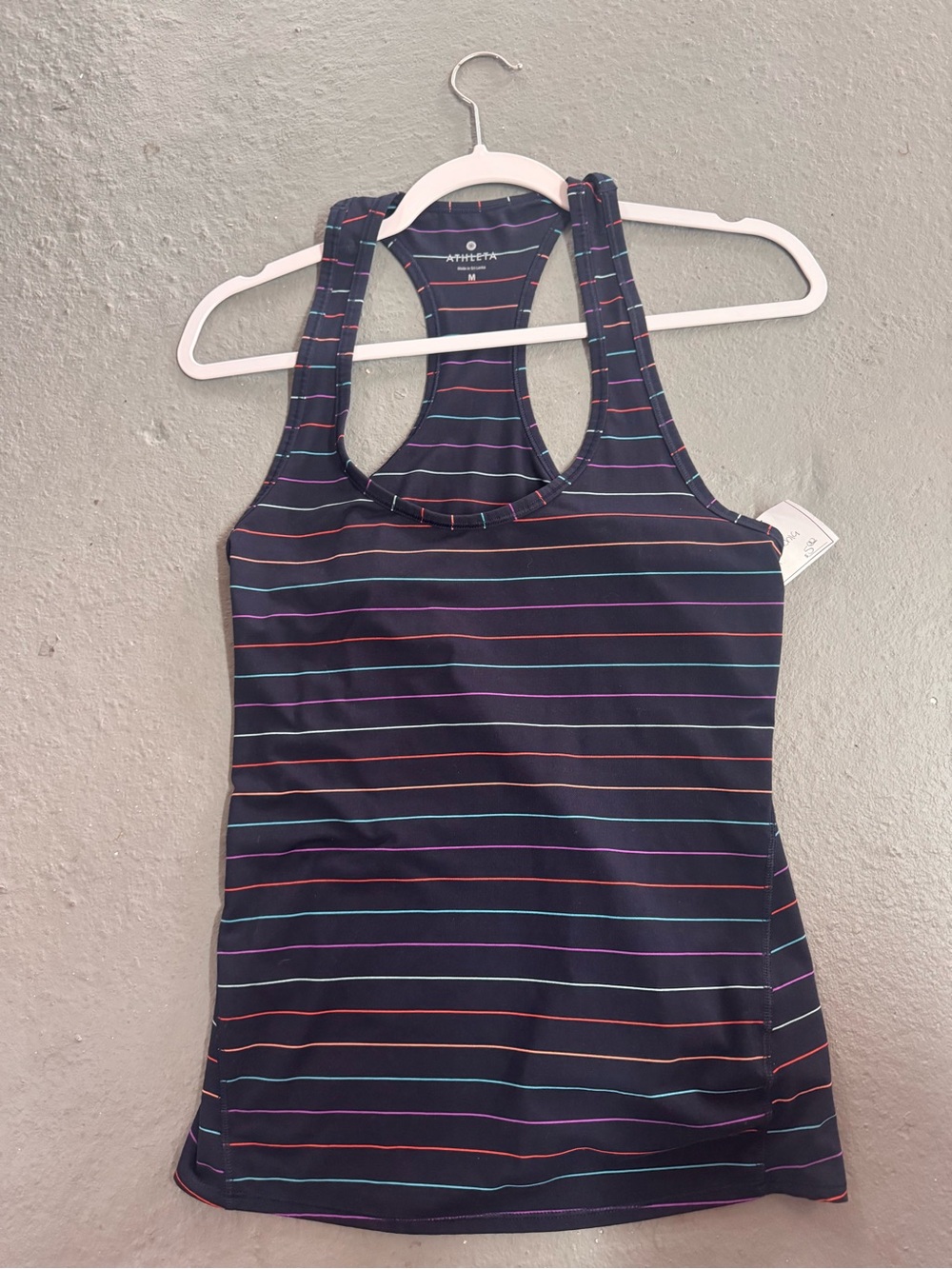 Athleta Navy Multi-Stripe Racerback Tank